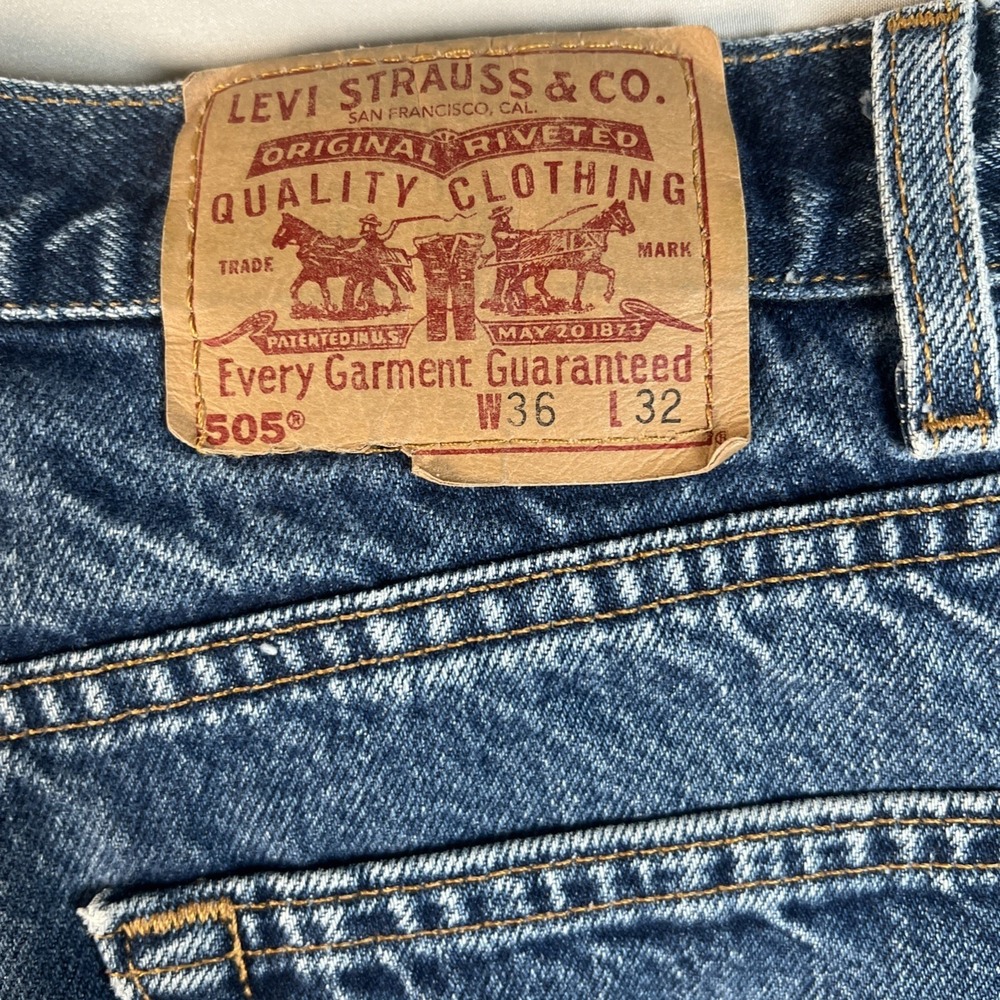 Levi's 505 Regular Fit Jeans Mens W36 L32 Blue Denim Classic Casual K5 - Picture 3 of 16